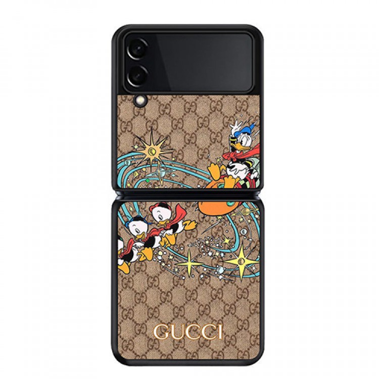 ブランド gucci GALAXY z flip3/zflipスマホケース 上下折り畳み式 携帯カバー レディース Disneyコラボグッチ ギャラクシーZ Flip3フルカバー 耐衝撃 可愛い ドナルドダック 高品質 ファッション メンズ