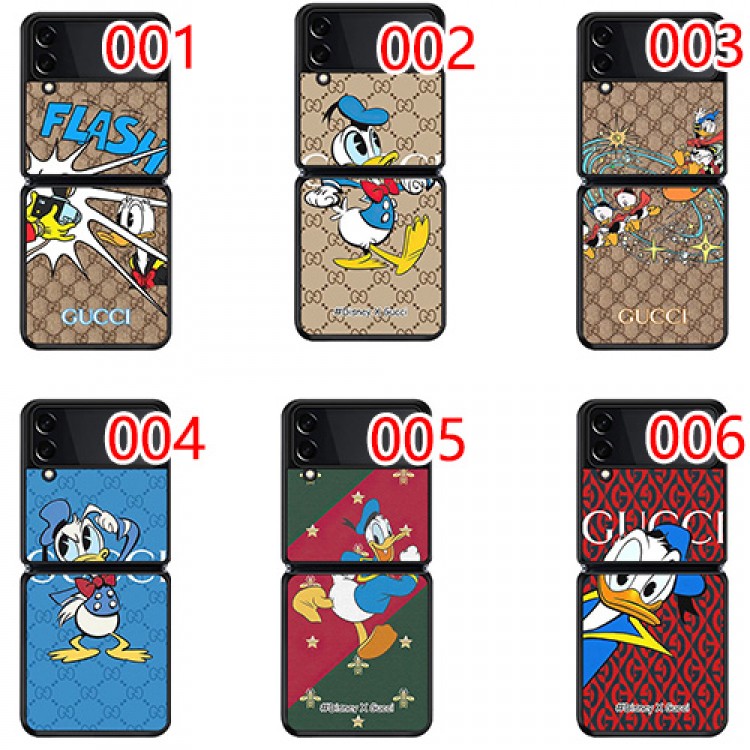 ブランド gucci GALAXY z flip3/zflipスマホケース 上下折り畳み式 携帯カバー レディース Disneyコラボグッチ ギャラクシーZ Flip3フルカバー 耐衝撃 可愛い ドナルドダック 高品質 ファッション メンズ