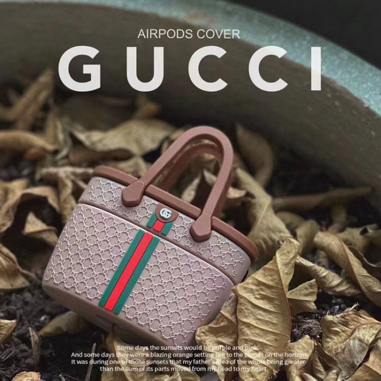 グッチ 手提げバッグ型 airpods Pro2/3ケース 収納型 小さい 持ち運び便利 ブランド gucci エアーポッズ2/1カバー 可愛い エンボスモノグラム柄 AirPods pro保護カバー 高品質 おしゃれ 耐衝撃