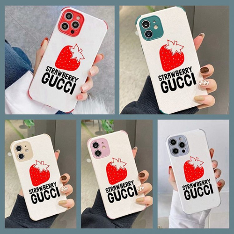 ブランドGUCCI イチゴ iphone13/13mini/13pro/13pro maxスマホケース 四角保護 耐衝撃 グッチIPHONE12Pro/12mini/12/12pro max携帯カバー かわいい 女の子愛用 ファッション iphone11pro/11pro max/11ケース 傷防止 おしゃれ 高品質