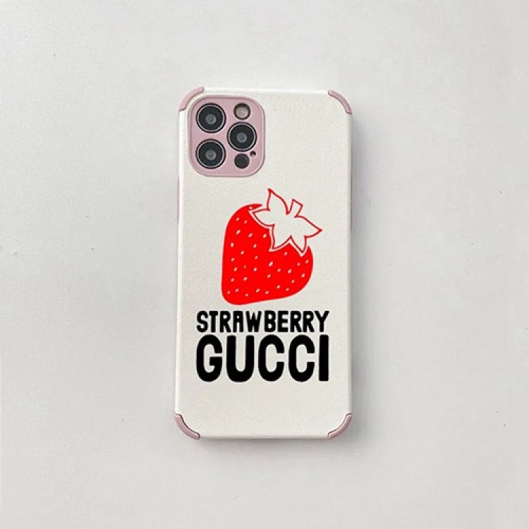 ブランドGUCCI イチゴ iphone13/13mini/13pro/13pro maxスマホケース 四角保護 耐衝撃 グッチIPHONE12Pro/12mini/12/12pro max携帯カバー かわいい 女の子愛用 ファッション iphone11pro/11pro max/11ケース 傷防止 おしゃれ 高品質