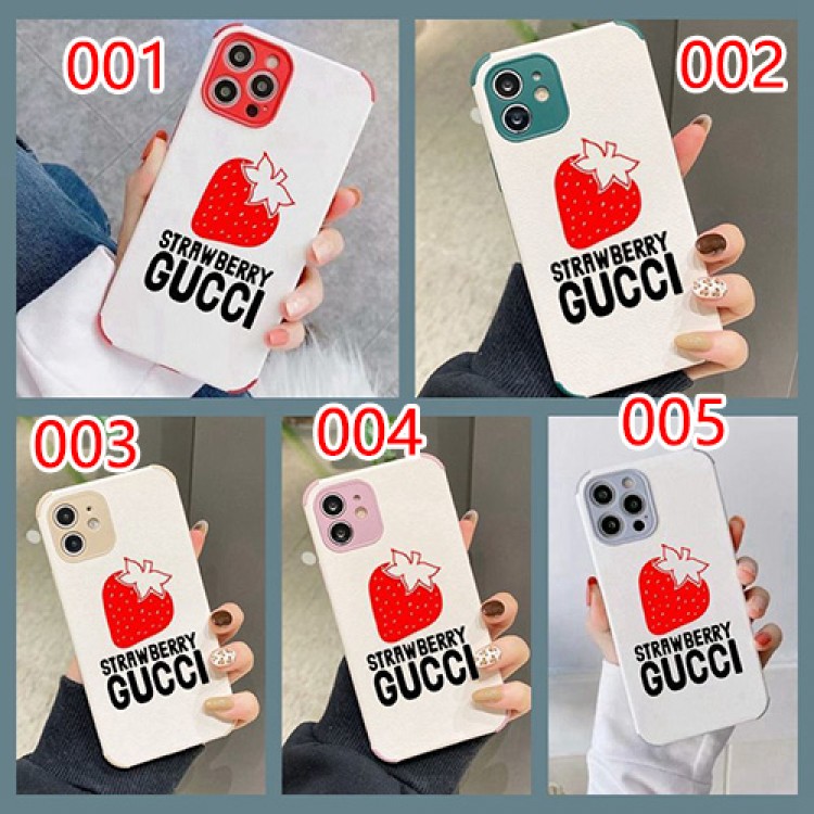 ブランドGUCCI イチゴ iphone13/13mini/13pro/13pro maxスマホケース 四角保護 耐衝撃 グッチIPHONE12Pro/12mini/12/12pro max携帯カバー かわいい 女の子愛用 ファッション iphone11pro/11pro max/11ケース 傷防止 おしゃれ 高品質