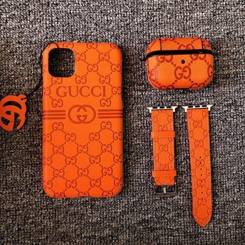 gucci アイフォン13/12mini/13pro/11pro maxジャケットカバー 携帯便利 高品質 ＜3点セット＞グッチ iphone12Pro/13mini/12/11pro max革ケース 人気モノグラム柄 型押し airpods 3/pro/2/1 ケース iwatch se対応 ベルト 耐久性