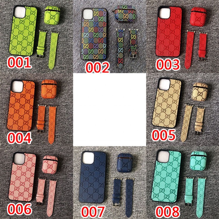 GUCCI アイフォン13pro max/12pro/11/SE3/XS/8P/7スマホケース 上質レザー 耐衝撃 ブランド グッチ AIRPODS 3/pro/2/1収納カバー 高品質 フィット APPLE WATCH 7/6/5/4/3/2/1 交換バンド 耐久性 エンボス柄 贅沢感 メンズ レディース