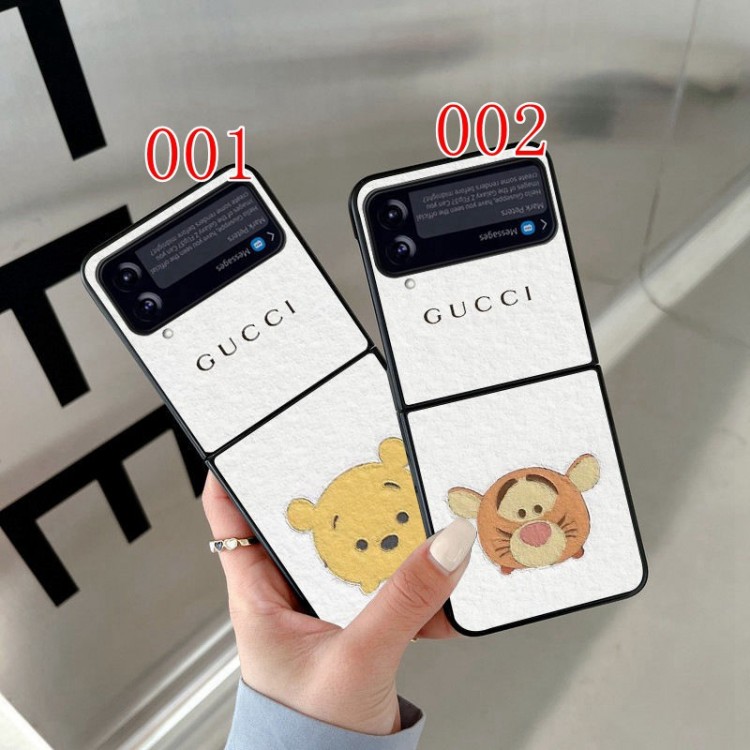 GUCCI ブランド GALAXY Z FLIP3スマホケース かわいい クマのプーさん柄 グッチ ギャラクシー z flip3スマホカバー 落下保護 おしゃれ Galaxy Z Flipケース 軽量 薄型 おしゃれ 男女兼用