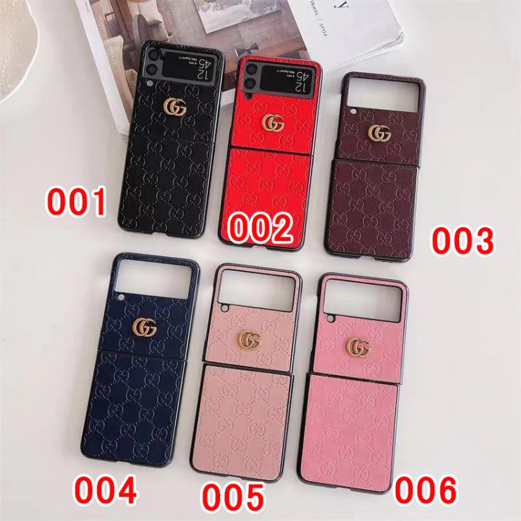 ブランド GUCCI ギャラクシーZ FLIP4 スマホケース 人気モノグラム柄 グッチ Galaxy z flip3保護ケース 背面レザー製 滑り止め galaxy z flip4スマホカバー 薄型 フィット 放熱性よい 男女 シンプル