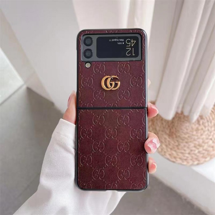 ブランド GUCCI ギャラクシーZ FLIP4 スマホケース 人気モノグラム柄 グッチ Galaxy z flip3保護ケース 背面レザー製 滑り止め galaxy z flip4スマホカバー 薄型 フィット 放熱性よい 男女 シンプル