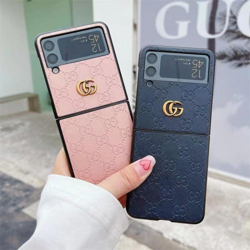 ブランド GUCCI ギャラクシーZ FLIP4 スマホケース 人気モノグラム柄 グッチ Galaxy z flip3保護ケース 背面レザー製 滑り止め galaxy z flip4スマホカバー 薄型 フィット 放熱性よい 男女 シンプル