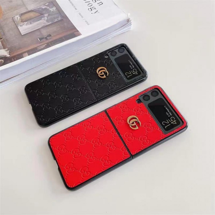 ブランド GUCCI ギャラクシーZ FLIP4 スマホケース 人気モノグラム柄 グッチ Galaxy z flip3保護ケース 背面レザー製 滑り止め galaxy z flip4スマホカバー 薄型 フィット 放熱性よい 男女 シンプル