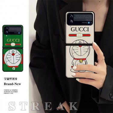 グッチ GALAXY Z FLIP4 5Gスマホケース かわいい ドラえもん コラボ Gucci ギャラクシーz flip3カバー 個性 ファッション Galaxy z flipケースカバー 全面保護 キズ防止 流行り オシャレ 男子 レディース 軽量