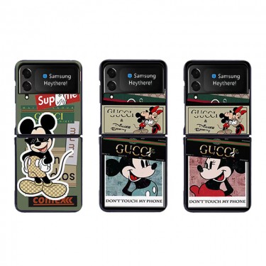 グッチ Disney ギャラクシー Z Flip4スマホケース かわいい 漫画柄 ブランド Gucci Galaxy z flip3カバー 耐衝撃レザー Galaxy Z Flip4ケースカバー 着脱安い 軽量 Samsung ゼットフリップ3ケース 放熱性よい ファッション 人気 メンズ レディース