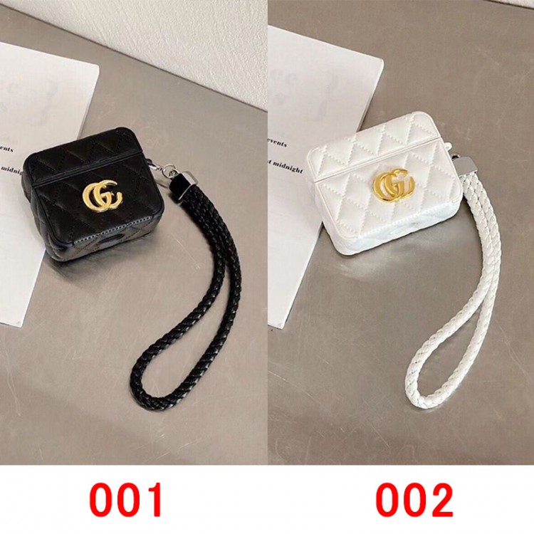 グッチ/Gucciエアーポッズ PRO2 ケース 菱格レザー ハイブランド AIRPODS 3/PROカバーケース ハンドストラップ付き airpods 3/2/1ケース 紛失防止 オシャレ 携帯便利 キズ防止 ファッション 男女