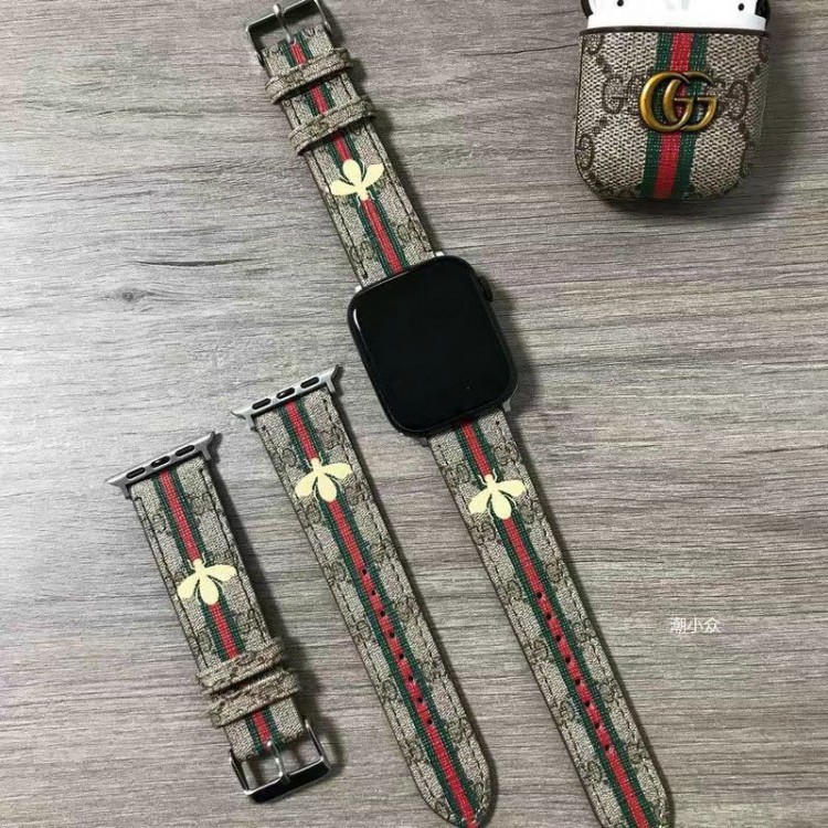 グッチ アップルウォッチ ultra バンド 高級感 Gucci ブランド Apple Watch 8/7レザーベルト ggモノグラム APPLE WATCH SE2/6/7/5/4/3/2/1バンド 蜜蜂 38mm 42mm 45mm 49mm ファッション 人気 オシャレ 男女