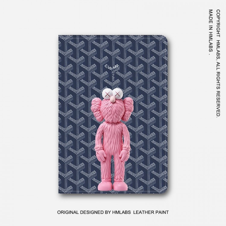 Goyard コラボ カウズ iPad pro 11ンチ2022保護カバー レザー手帳型 kaws アイパッドair/6/5/3/2世代ケース おしゃれ 熊柄 スタンド機能 ipad mini 6 7 ipad air6 5ケース かわいい 男女兼用 ファッション 人気