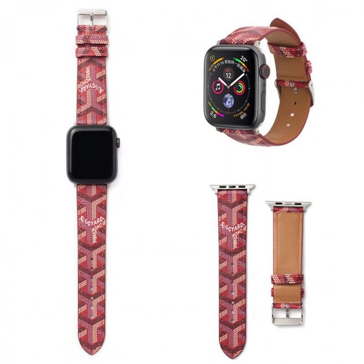 ハイブランド ゴヤール Apple Watch 8/7 交換バンド 高級感柄 GOYARD アップルウォッチ se2 バンド 上質レザー iwatch 6 レザーベルト 耐久性 おしゃれ 男女兼用 サイズ調整 38~45mm