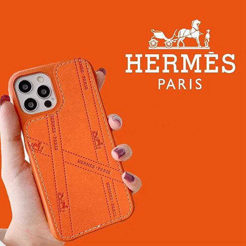 HERMES ブランドIPhone 13Pro max 2021ケース上品レザー 簡約 アイフォン13Pro/13カバー 薄型軽量 スタイル 耐衝撃 オレンジ iphone 12/11pro max/12proケース 贅沢 シンプル エンボス柄 IPHONE12pro max/11pro/11/se2カバー 女子 かわいい ビジネス メンズ