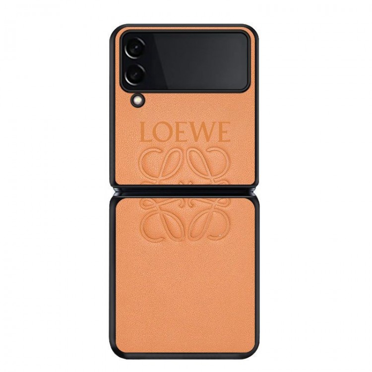 ロエベ GALAXY Z FLIP4ケース 定番ロゴ LOEWE ギャラクシー z flip3レザーケース 全面保護 キズ防止 galaxy z flipカバー 滑り止め スリム 軽量 ファッション 男女兼用