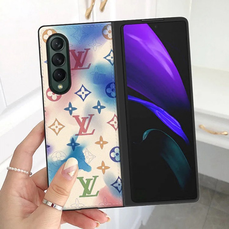 LV ブランド新作 GALAXY Z Fold3 折り畳み式ケース グラデーション 綺麗 ルイヴィトン＆hello kitty ギャラクシーゼットフォルダー3フルカバー 全面保護 傷防止 galaxy z fold3レザーケース 耐衝撃 かわいい 猫ちゃん