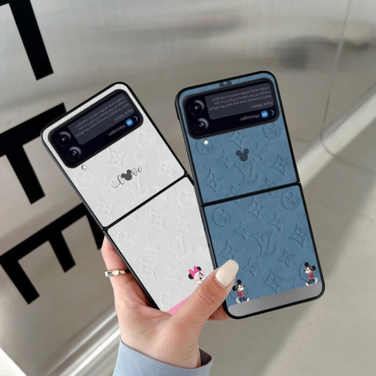 ルイヴィトン ブランド Galaxy z flip4スマホケース かわいい ミッキマウス柄 LV コラボ ディズニー ギャラクシー Z FLIP3カバー 柔らかい 着脱安い Galaxy Z Flip3ケース 衝撃吸収 スリム フィット 男女兼用