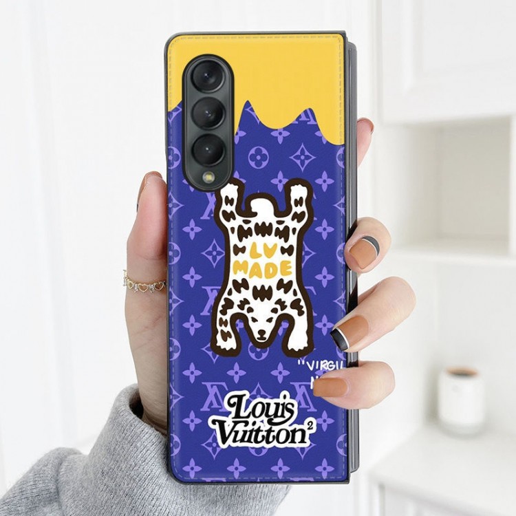 ルイヴィトン Galaxy Z Fold3スマホケース 個性 動物プリント柄 louis vuitton ギャラクシー Z Foldカバー 高品質 落下保護 Samsung z fold3ケース 汚れにくい フィット 通気性 メンズ レディース