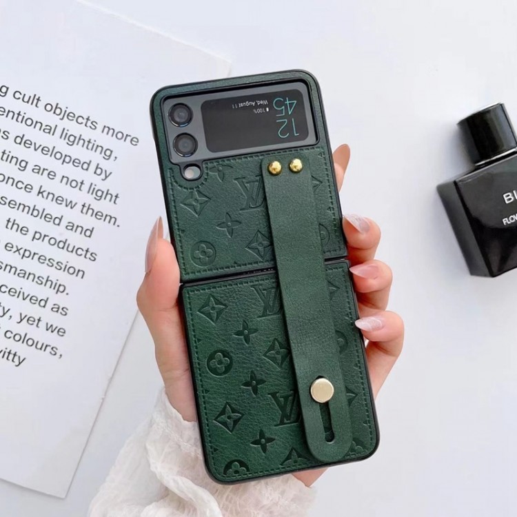 ルイヴィトン Galaxy Z Flip4 5スマホケース 高級感 エンボス柄 ブランド louis Vuitton ギャラクシーz flip3 4 5 スマホカバー 革ベルト付き スタンド可 Galaxy z flipケース 落下防止 Samsung z flip4カバー シンプル 携帯便利 ビジネス 男女兼用