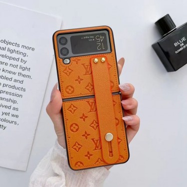 ルイヴィトン Galaxy Z Flip4 5スマホケース 高級感 エンボス柄 ブランド louis Vuitton ギャラクシーz flip3 4 5 スマホカバー 革ベルト付き スタンド可 Galaxy z flipケース 落下防止 Samsung z flip4カバー シンプル 携帯便利 ビジネス 男女兼用