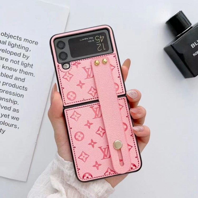 ルイヴィトン Galaxy Z Flip4 5スマホケース 高級感 エンボス柄 ブランド louis Vuitton ギャラクシーz flip3 4 5 スマホカバー 革ベルト付き スタンド可 Galaxy z flipケース 落下防止 Samsung z flip4カバー シンプル 携帯便利 ビジネス 男女兼用