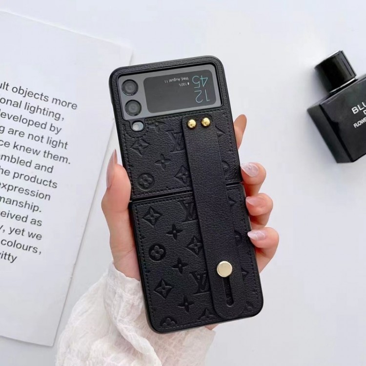 ルイヴィトン Galaxy Z Flip4 5スマホケース 高級感 エンボス柄 ブランド louis Vuitton ギャラクシーz flip3 4 5 スマホカバー 革ベルト付き スタンド可 Galaxy z flipケース 落下防止 Samsung z flip4カバー シンプル 携帯便利 ビジネス 男女兼用