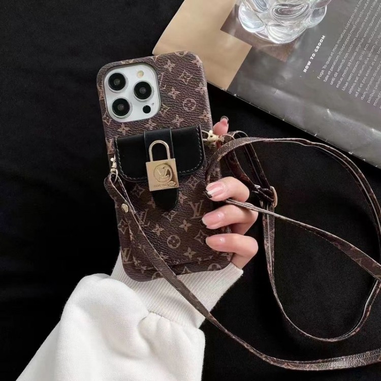 ルイヴィトン iPhone 15+ 14proケースブランド 定番 louis vuitton アイフォン14Pro maxカバー iphone 12Pro/13Pro max/13ケース ポケット付き 斜め掛け 耐衝撃 落下保護 レザーケース 軽量 アイフォン12pro/12 pro max/12カバー 上品 メンズ