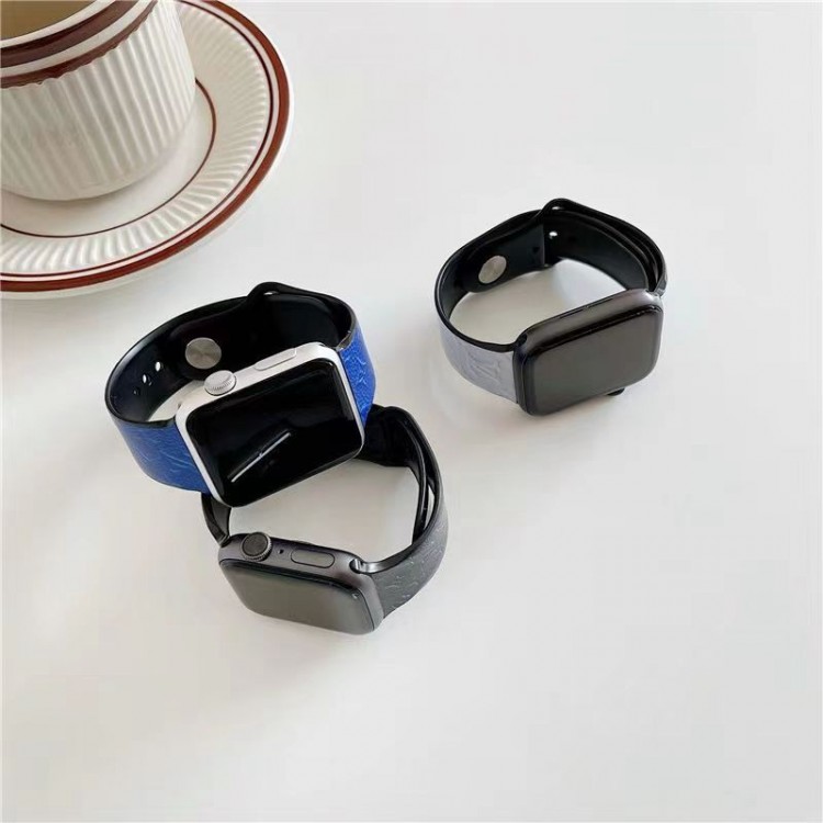 Lv ルイヴィトン高級感 Apple Watch 9/se2/6/5/4/3/2/1ベルト 軽量 フィット 通気性ハイブランドアップルウォッチ 8/se2革ベルト 耐久性ブランド apple watch ultra シリコンバンド 痛くないApple Watch ultra/8/7/6ブランドベルト 流行り