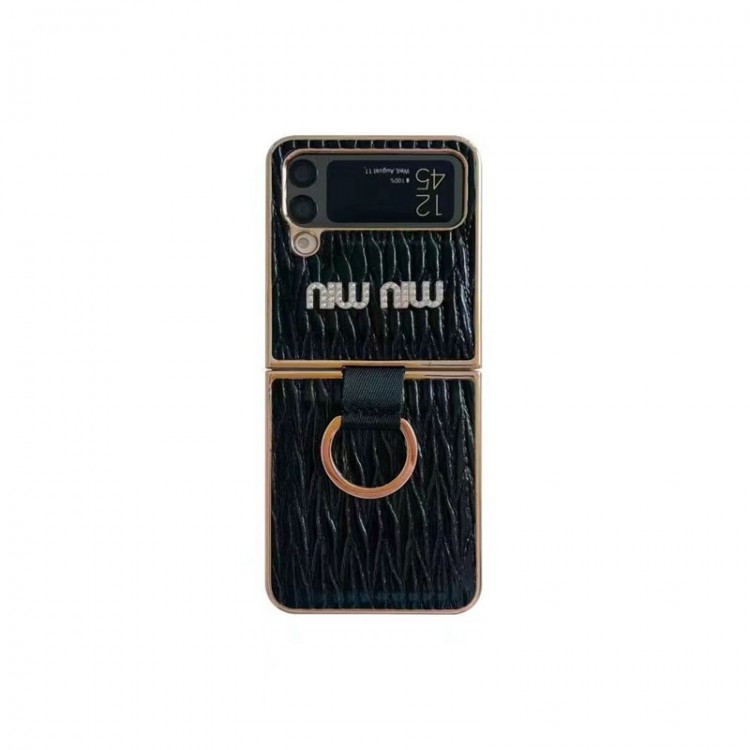 ミュウミュウ MiuMiuGalaxy Z Flip5ブランドケースメンズブランドギャラクシーz flip4スマホカバースムーズかわいいsamsung z fold 5 4ケースカバー激安ハイブランドGalaxy z flip 5 4 3携帯ケースビジネス