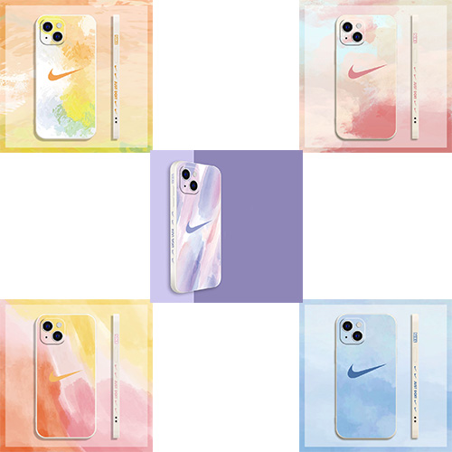 NIKE ブランドiphone 13/13mini/13pro /13pro max ケース 柔らかい 水彩絵 ナイキマークアイフォン12Pro /12mini/12/12pro maxカバー 全面保護 サイド柄 キレイiphone11pro/11 pro max/11/se2ケース かわいい 鮮やか レディース メンズ