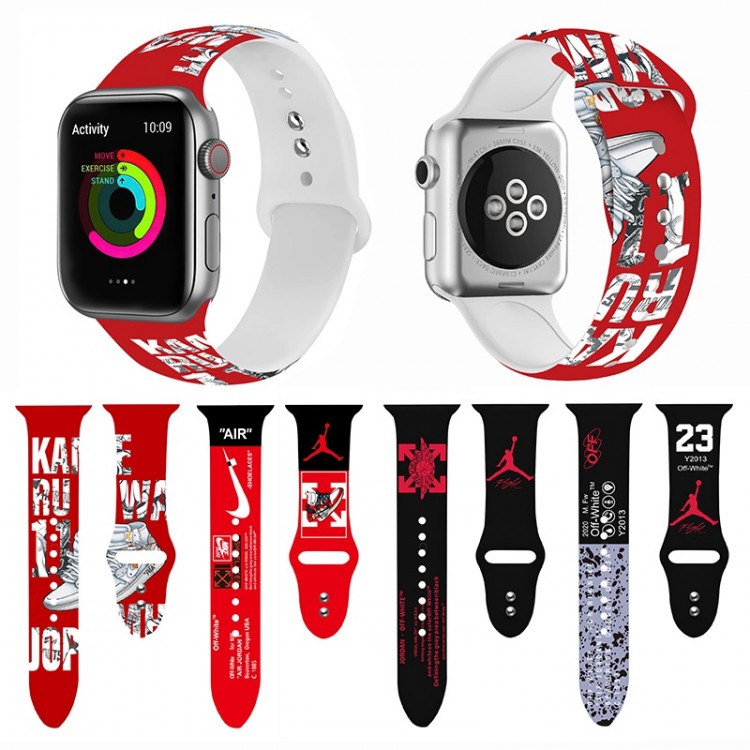 ナイキ ブランド コンパチブル Apple Watch バンド supreme アップルウォッチ スポーツベルト 38mm 40mm  42mm 44mm カウズ iWatch Series 対応 スポーツバンド 交換ベルト 柔らかい 通気 耐衝撃 防汗 男性 女性