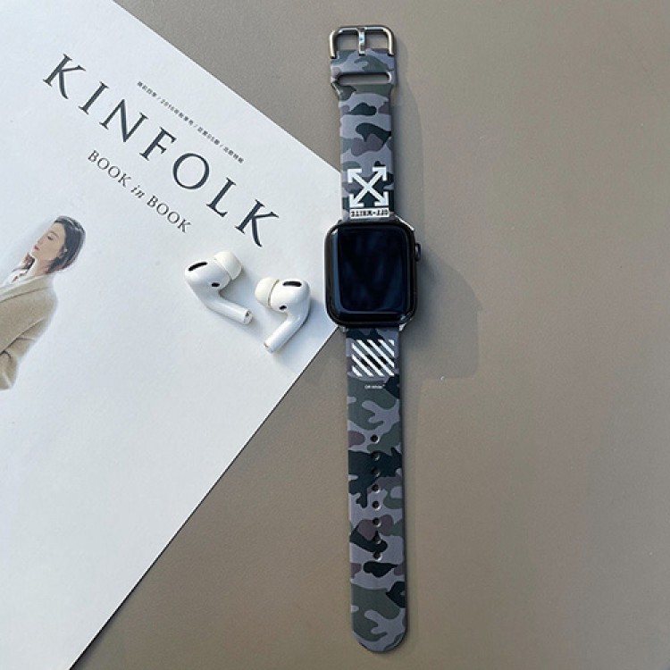 流行りブランドオフホワイト AppleWatch SE交換バンド 38ｍｍ～44mm フェット 快適 off-white アップルウォッチ6ベルト 高品質  iwatch全世代通用ストラップ 柔らかい ファッション 男女兼用