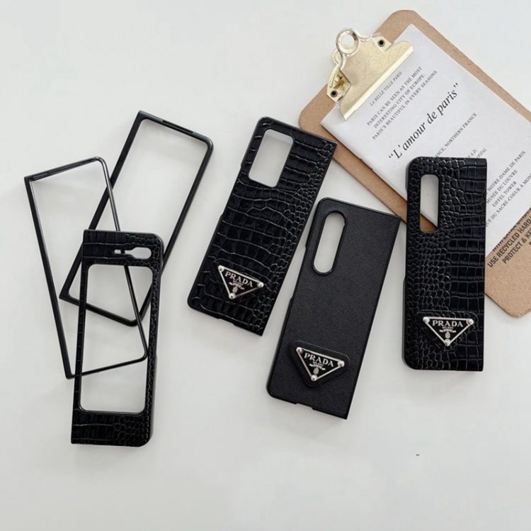 ブランド prada ギャラクシーZ Fold4スマホカバー 韓国っぽい 人気 プラダ Galaxy Z Fold3/Fold2レザーケース 耐久性 高級感 galaxy z foldケース 耐衝撃 フィット 放熱性 メンズ