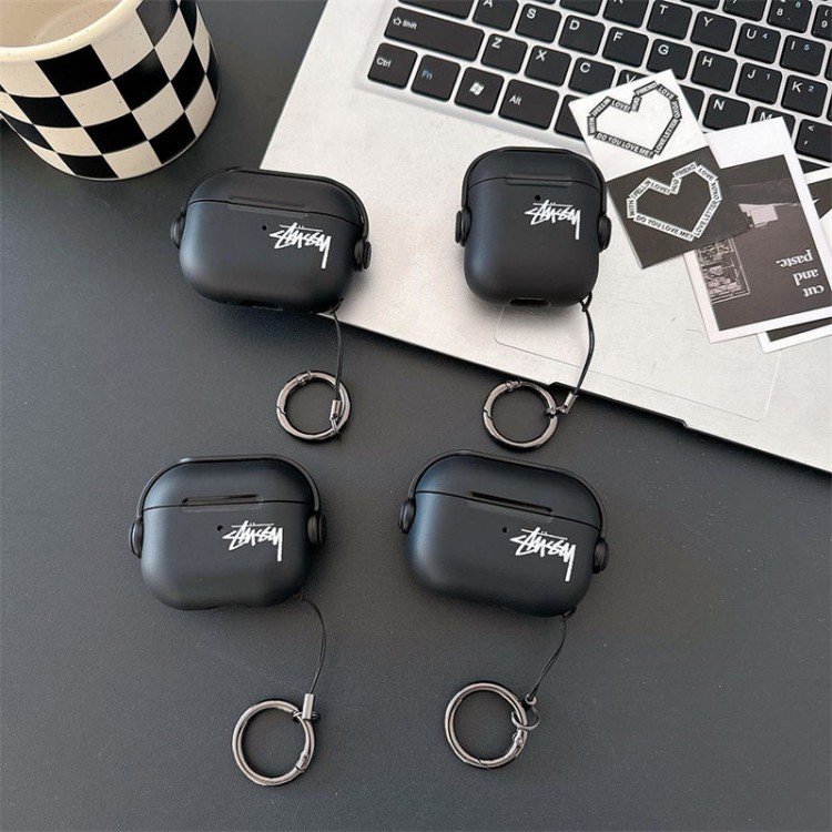 Stussy ステューシーブランドエアーポッズ プロ3 pro2 4 3 2 max保護ケースairpods 4 pro3 pro2 3カバー 軽量 紛失防止AirPods 3 4ブランドケース 携帯便利 ファッションメンズ向けAirPods  Pro3/4/3/2/1ケースブランドかっこいい