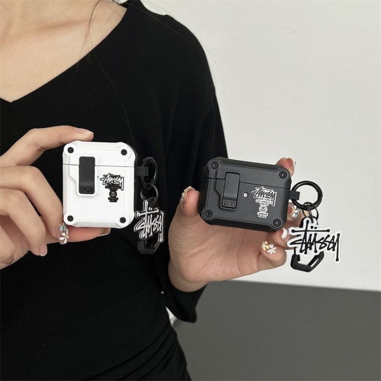 Stussy ステューシーブランドエアーポッズ プロ3 pro2 4 3 2 max保護ケースairpods 4 pro3 pro2 3カバー 軽量 紛失防止AirPods 3 4ブランドケース 携帯便利 ファッションスニーカー形のairpods 4 pro2 pro3ケース ブランド 人気