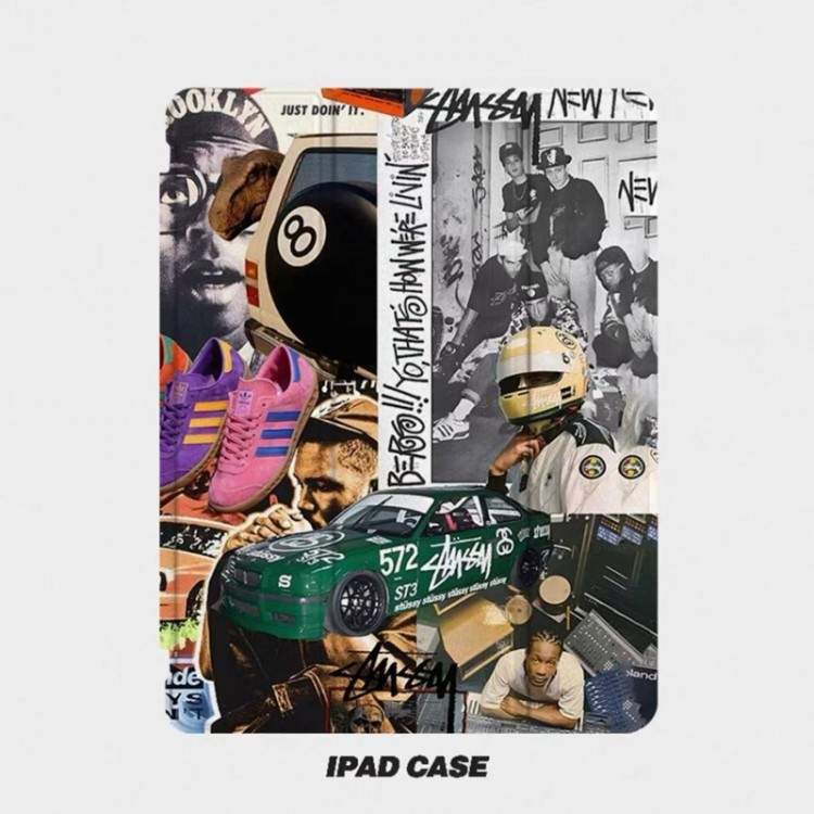 Stussy ステューシーブランド アイパッド11/10/9/8カバー 耐衝撃ハイブランド iPad AIR 7th ii/13th 5 6 2025世代ケース手帳型 ケース全面保護 ブランド アイパッド ポロ12.9/11インチソフトケース 耐用性 オシャレおしゃれ iPad AIR7/5 6/mini6 7手帳型ケース 全面カバー