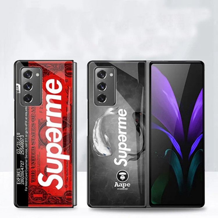 ブランド Supremeギャラクシーフォルダー2折り畳み式ケース 流行り おしゃれ柄 シュプリーム GALAXY Z Fold2玻璃ケース迷彩スーパーマン 耐衝撃  galaxy Z Fold3カバー 人気 フィット 放熱性よい メンズ レディース