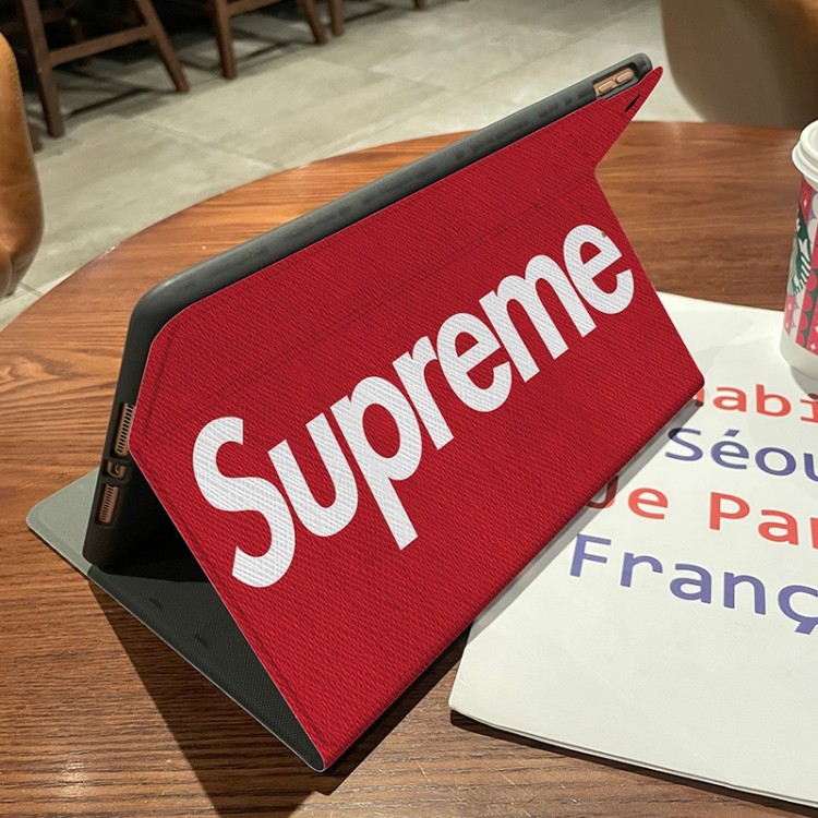 人気 ブランド シュプリー IPAD pro 12.9/11インチ（2021/2020/2018世代）ケース 手帳型 全面保護 Supreme アイパッド9/8/7/6世代 シリコンケース 落下保護 キズ防止 iPad mini6/5/4カバー スタンド可 ペンホール付き 多機能性