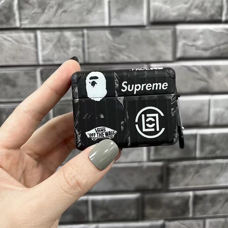 シュプリーム エアーポッズpro2ケース ハイブランド メンズ 黒い supreme コラボthe norh face AirPods 3保護カバー 紛失なし 全面保護 ザノースフェイス airpods pro/2/1カバー 高品質 ファッション 個性