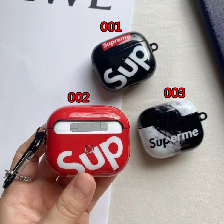 Supreme シュプリームブランドエアーポッズpro2保護ケースairpods proカバー 軽量 紛失防止ブランドairpods 3/プロカバーパロディブランド若者オシャレエアーポッズpro2/proケース耐衝撃