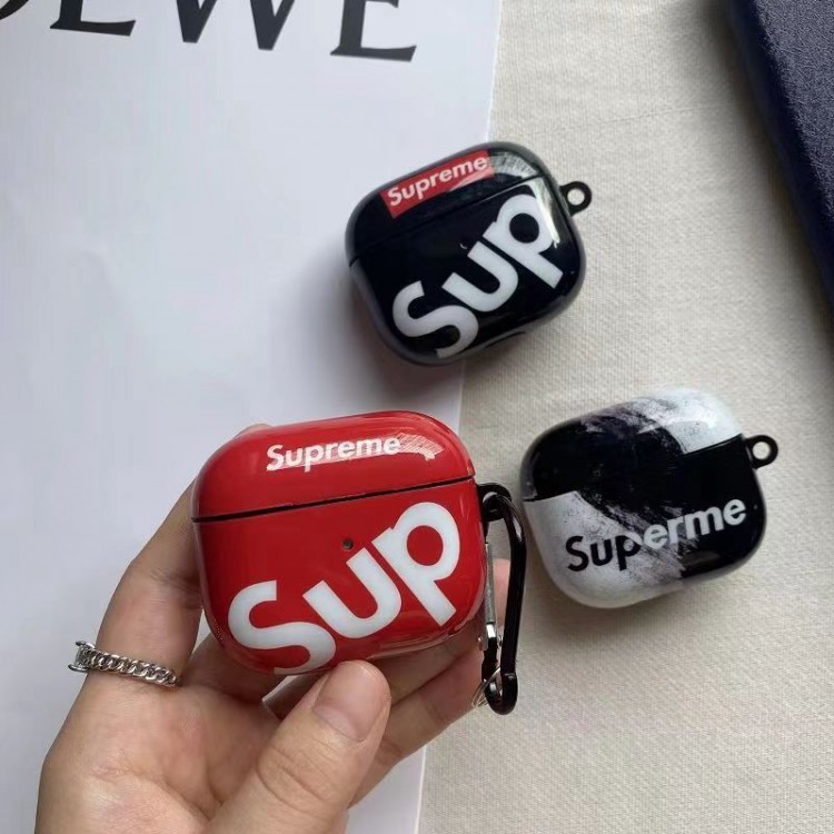 Supreme シュプリームブランドエアーポッズpro2保護ケースairpods proカバー 軽量 紛失防止ブランドairpods 3/プロカバーパロディブランド若者オシャレエアーポッズpro2/proケース耐衝撃