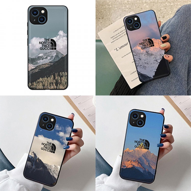 ペア揃い ザノースフェイス iPhone13pro/13pro maxケースブランド 広々万丈雪山柄 シンプル the north face コラボ グッチ iphone13/13miniフルカバー ファッション 連名 流行り レザー製 耐衝撃 フィット感 高品質 メンズ レディース 激安