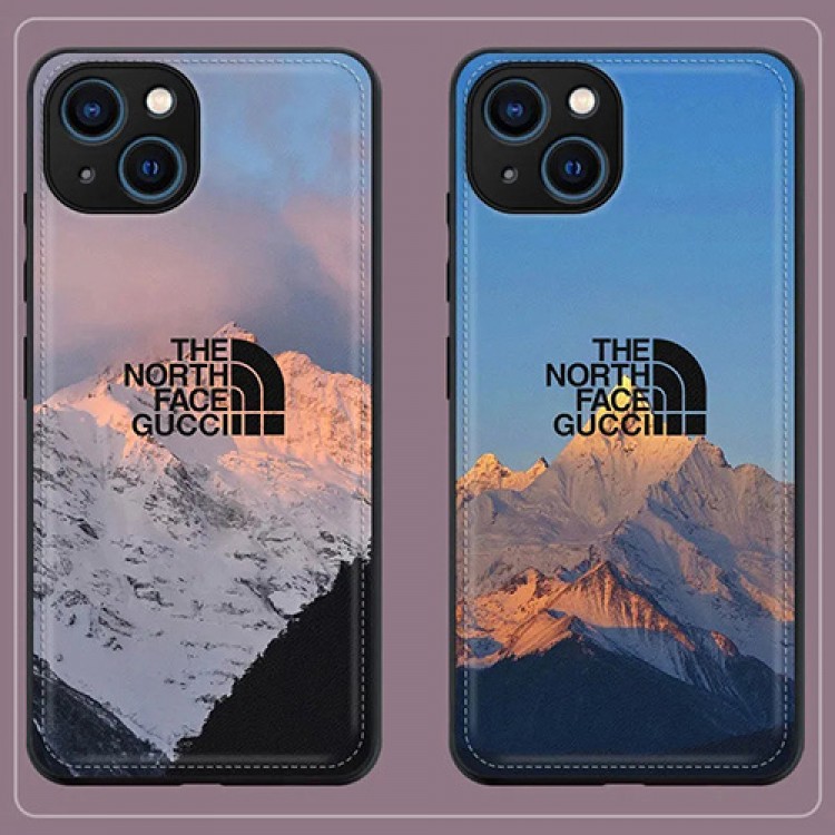 ペア揃い ザノースフェイス iPhone13pro/13pro maxケースブランド 広々万丈雪山柄 シンプル the north face コラボ グッチ iphone13/13miniフルカバー ファッション 連名 流行り レザー製 耐衝撃 フィット感 高品質 メンズ レディース 激安