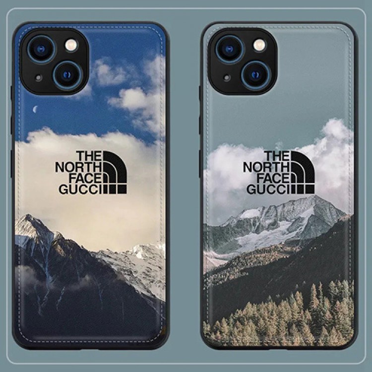 ペア揃い ザノースフェイス iPhone13pro/13pro maxケースブランド 広々万丈雪山柄 シンプル the north face コラボ グッチ iphone13/13miniフルカバー ファッション 連名 流行り レザー製 耐衝撃 フィット感 高品質 メンズ レディース 激安