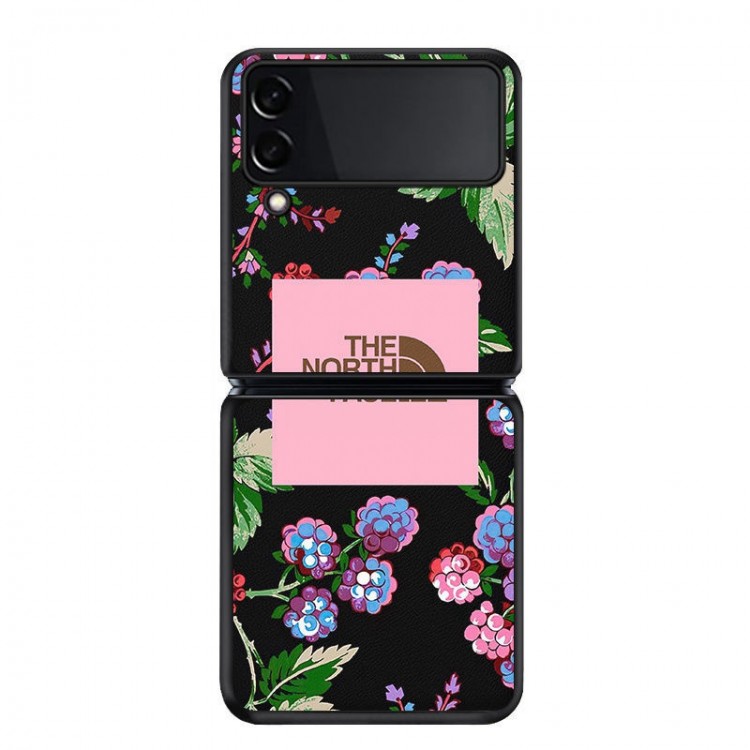 The North Face ギャラクシーz flip4フルカバー 鮮やか花柄 ザノースフェイス Galaxy Z Flip3ケーストレンド感 galaxy zflip革ケース 衝撃吸収 かわいい 軽量 スリム 激安