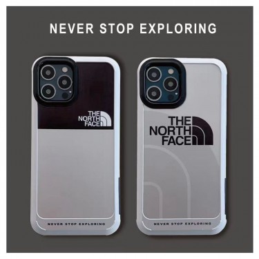 ザノースフェイス iPhone14pro maxスマホカバー 個性シルバーケース THE NORTH FACE アイフォン14pro/14plusケース 流行りロゴ iphone 14 13 pro max/13 pro/13ケース 全体塗装加工 オシャレアップル12 11 プロマックススマホケース 落下保護 ファッション 男女