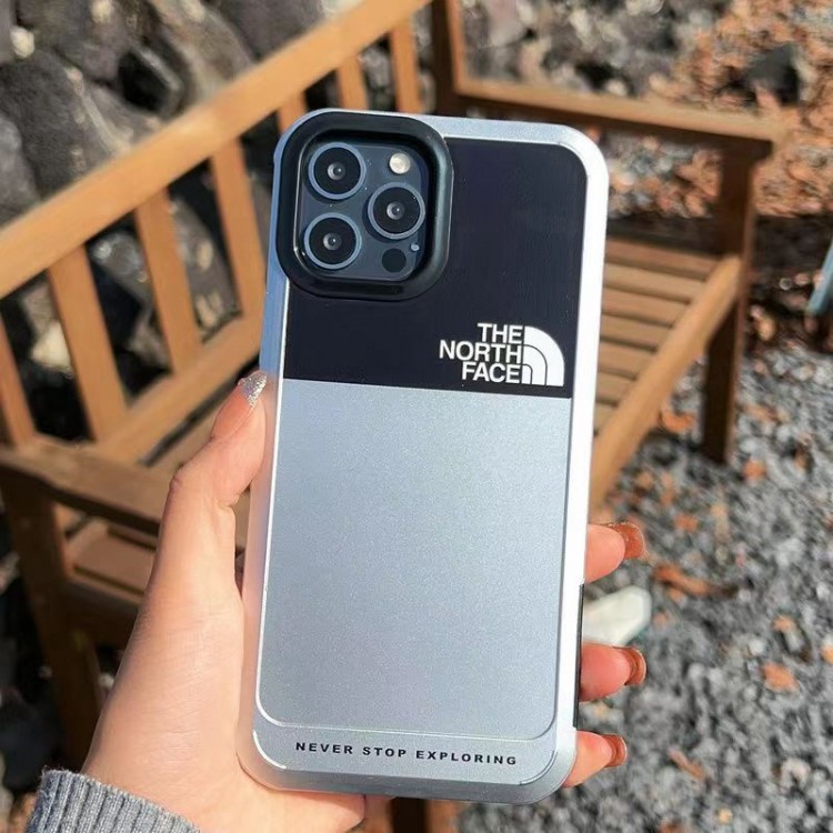 ザノースフェイス iPhone14pro maxスマホカバー 個性シルバーケース THE NORTH FACE アイフォン14pro/14plusケース 流行りロゴ iphone 14 13 pro max/13 pro/13ケース 全体塗装加工 オシャレアップル12 11 プロマックススマホケース 落下保護 ファッション 男女