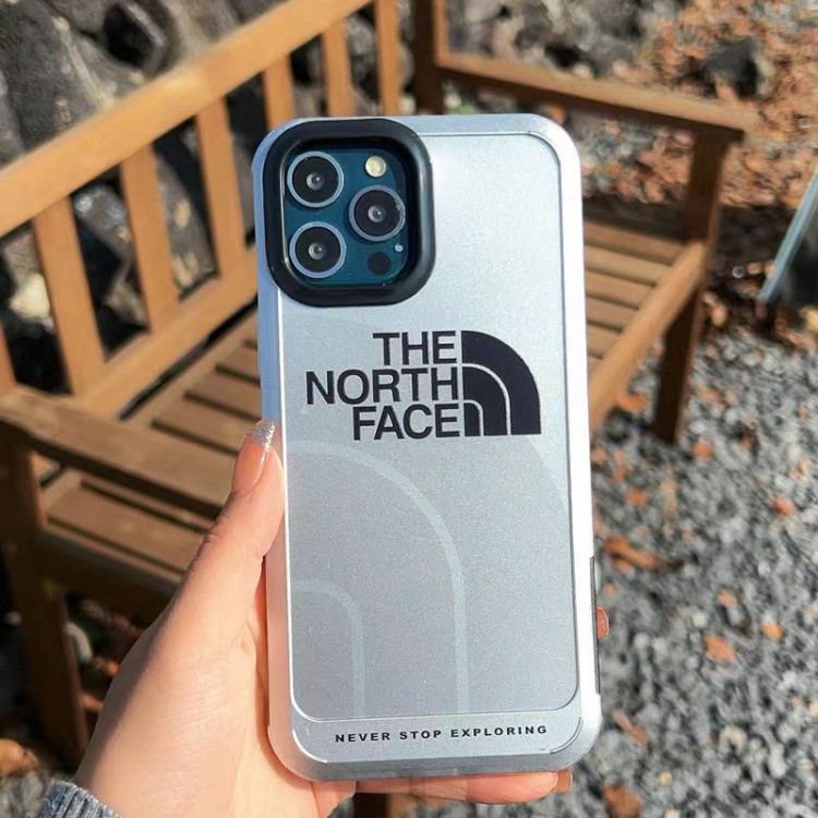 ザノースフェイス iPhone14pro maxスマホカバー 個性シルバーケース THE NORTH FACE アイフォン14pro/14plusケース 流行りロゴ iphone 14 13 pro max/13 pro/13ケース 全体塗装加工 オシャレアップル12 11 プロマックススマホケース 落下保護 ファッション 男女